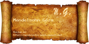 Mendelsohn Géza névjegykártya